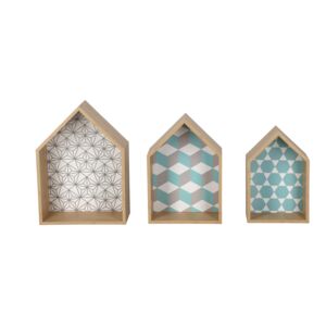 Honeybee 3-Piece Minimalist Design MDF and PVC Shelf Hut Set Multicolor